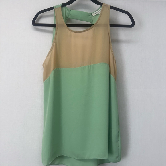 Women's English Rose Tank Top Size M Green & Tan Colorblock - Picture 1 of 12